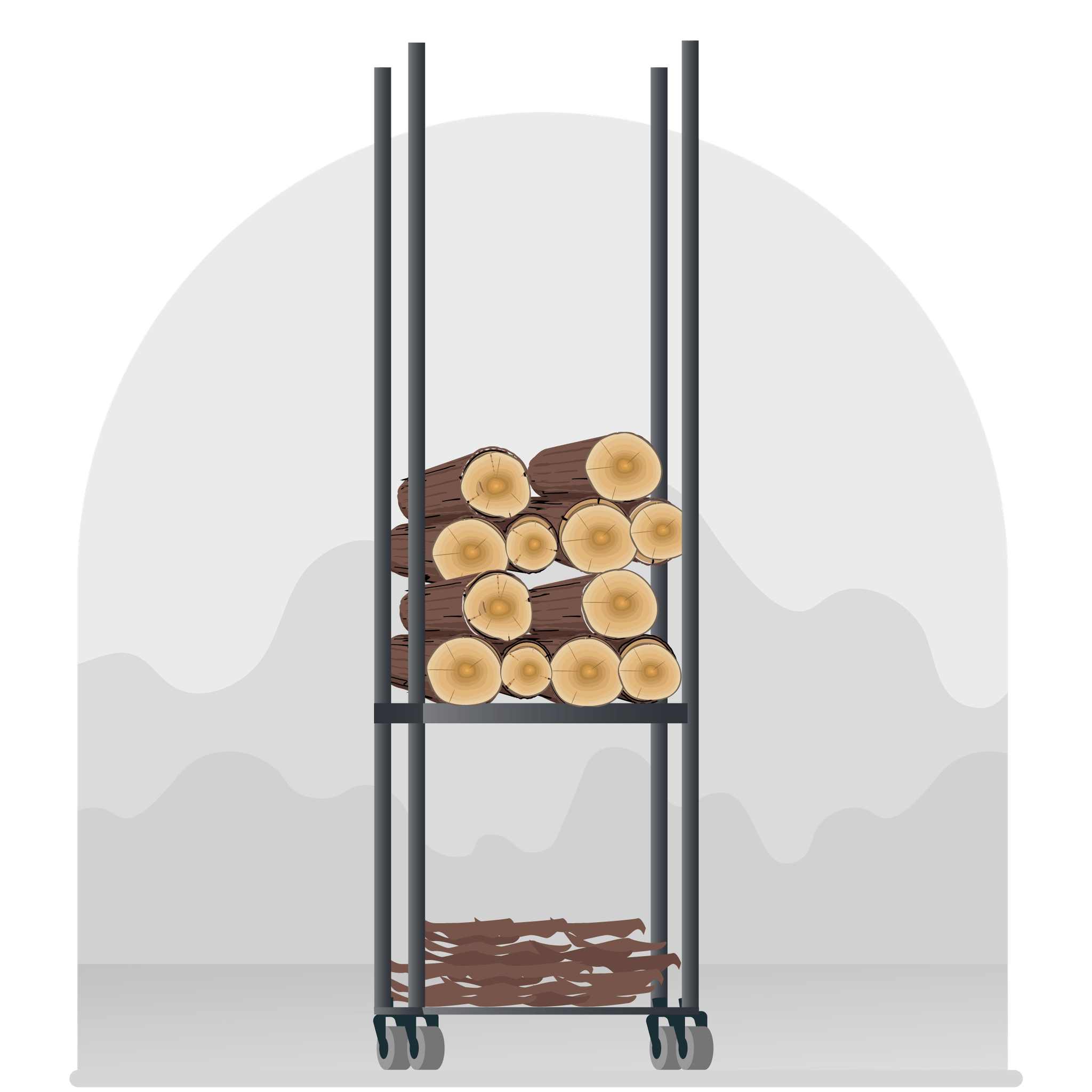 DIY welded firewood rack illustration